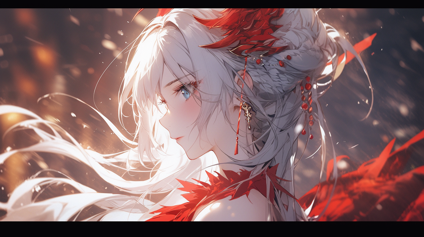 MJ（Midjourney）生成的动漫风少女壁纸