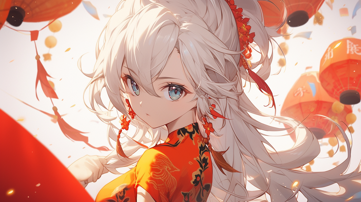 MJ（Midjourney）生成的动漫风少女壁纸